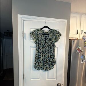 LOFT Navy Floral Top
